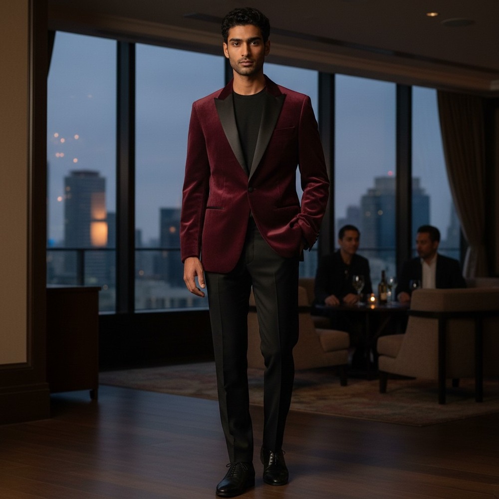 English Laundry Velvet Blazer Sz 14 Plum Purple Tuxedo Jacket Event Party Glam